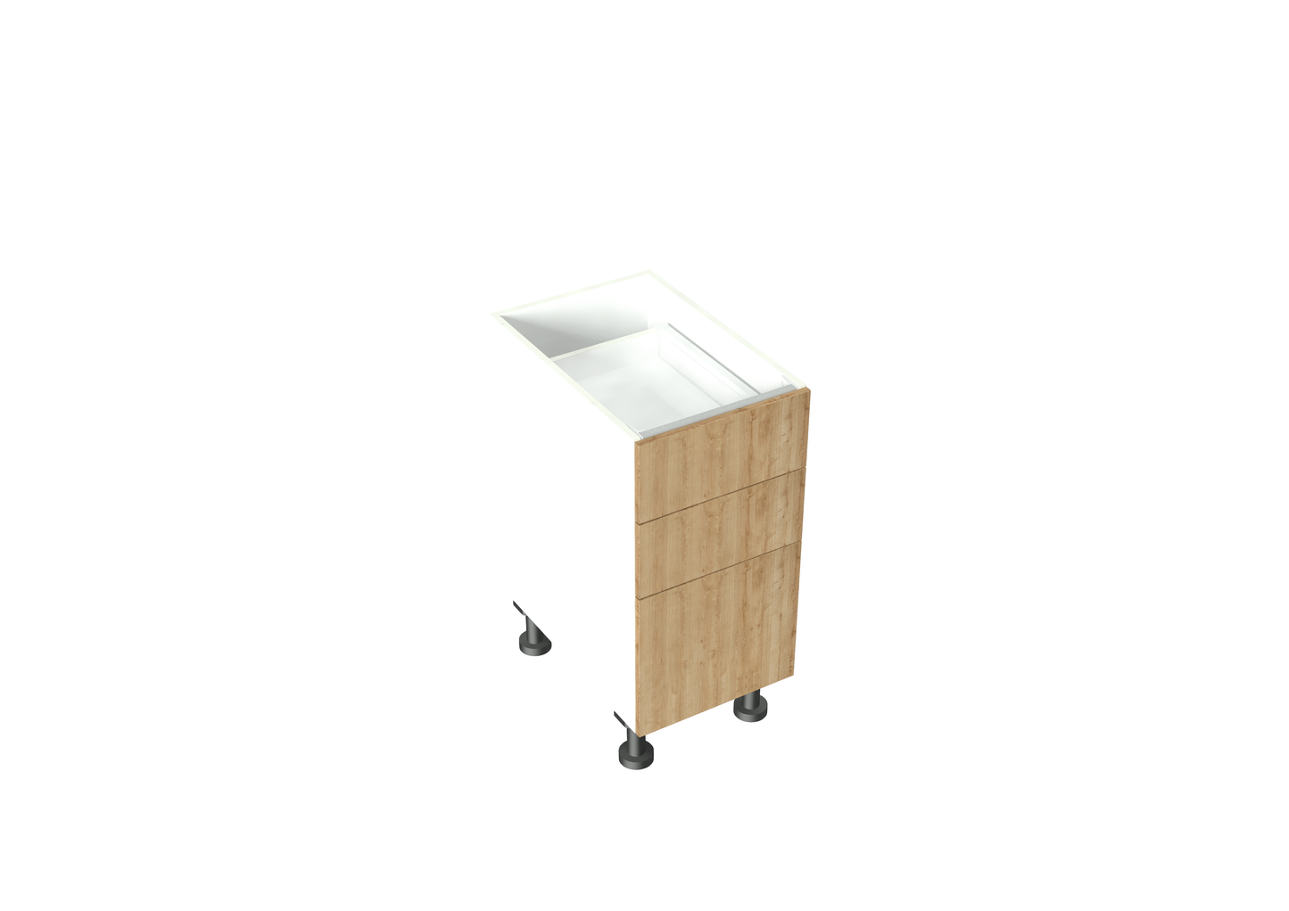 W400-599mm 3 Drawer (2 cutlery, 1 large drawer) Base Cabinet
