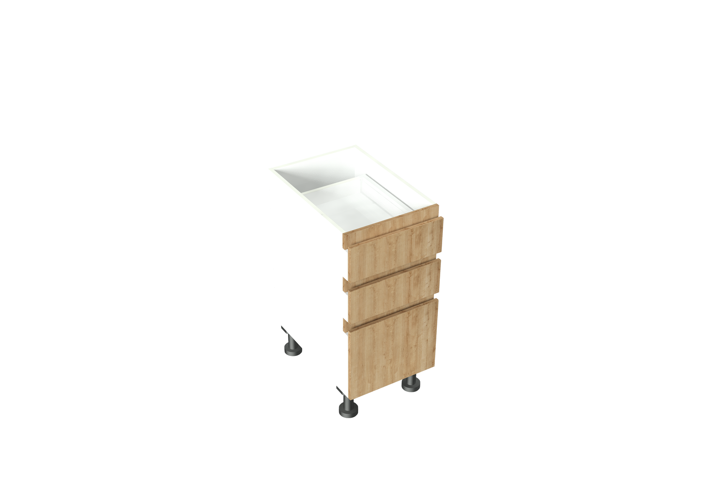 W400-599mm 3 Drawer (2 cutlery, 1 large drawer) Base Cabinet