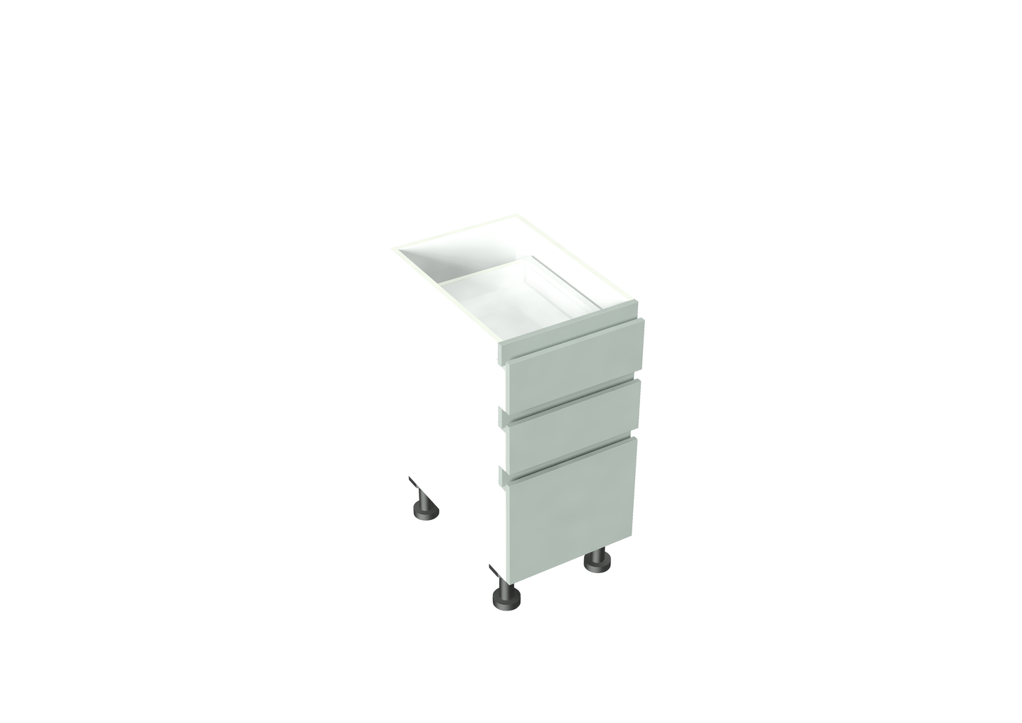 W400-599mm 3 Drawer (2 cutlery, 1 large drawer) Base Cabinet