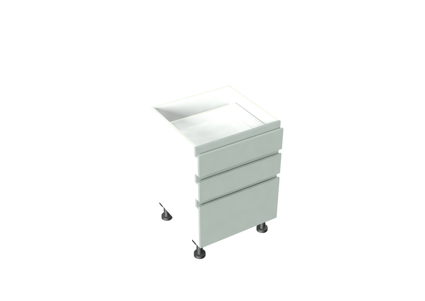W600-900mm 3 Drawer (2 cutlery, 1 large drawer) Base Cabinet