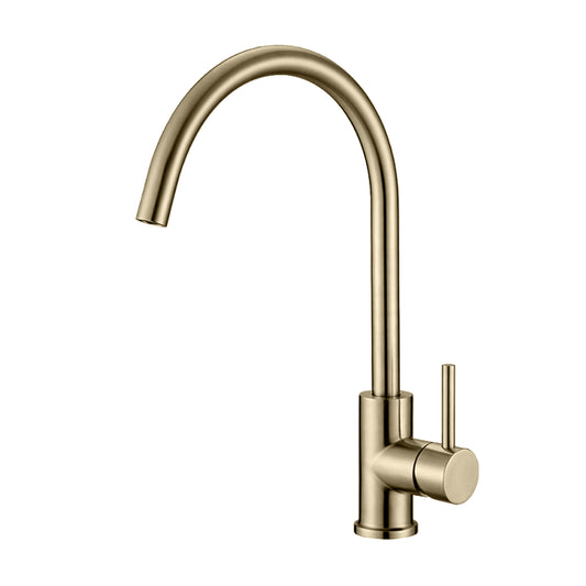 Evoke Gooseneck Sink Mixer Brushed Brass