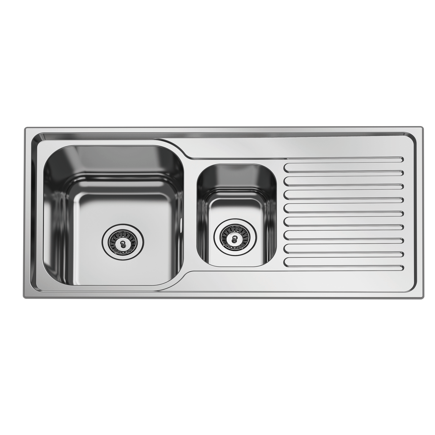 Kitchen Stainless Steel Sink 1 and 1/4 Bowl 1010W x 510D with Overflow and Basket Waste (0.8mm Satin)