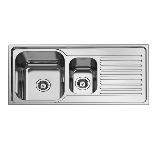Kitchen Stainless Steel Sink 1 and 1/4 Bowl 1010W x 510D with Overflow and Basket Waste (0.8mm Satin)