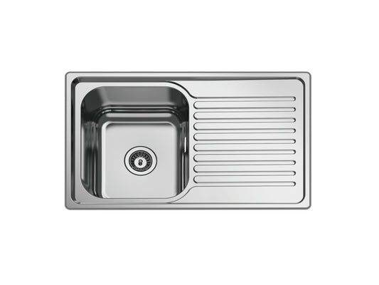Kitchen Stainless Steel Sink 810W x 510D with Overflow and Basket Waste (0.8mm Satin)